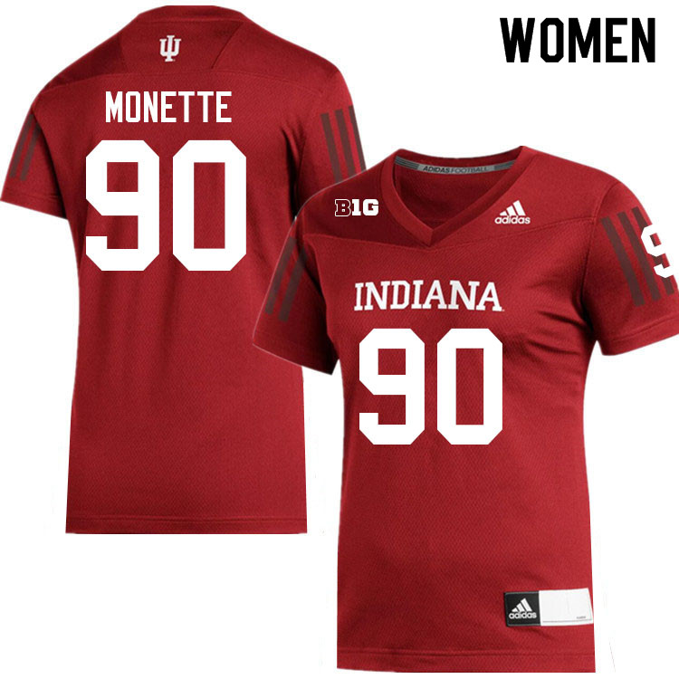 Women #90 J'mari Monette Indiana Hoosiers College Football Jerseys Sale-Crimson